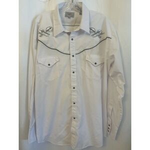 Ely Diamond Western Shirt XL Men's Blk Pearl Snap Embroidered Country Music